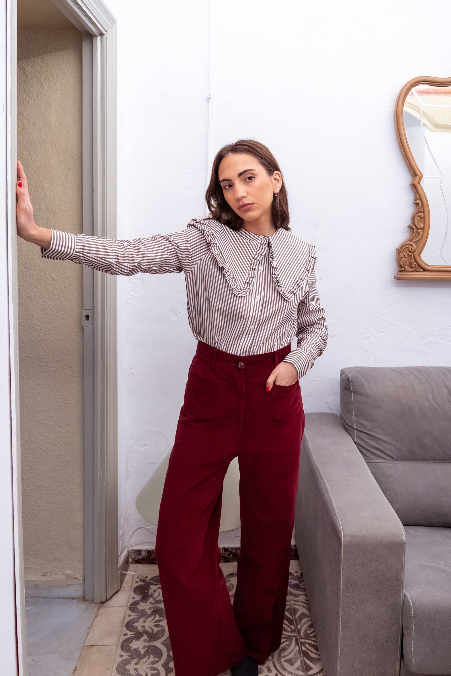 Margot Pants Velvet Burgundy